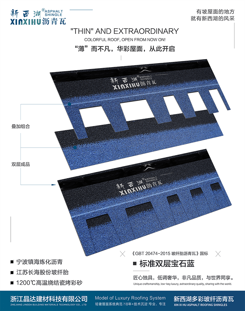 标准双层宝石蓝沥青瓦分层解析